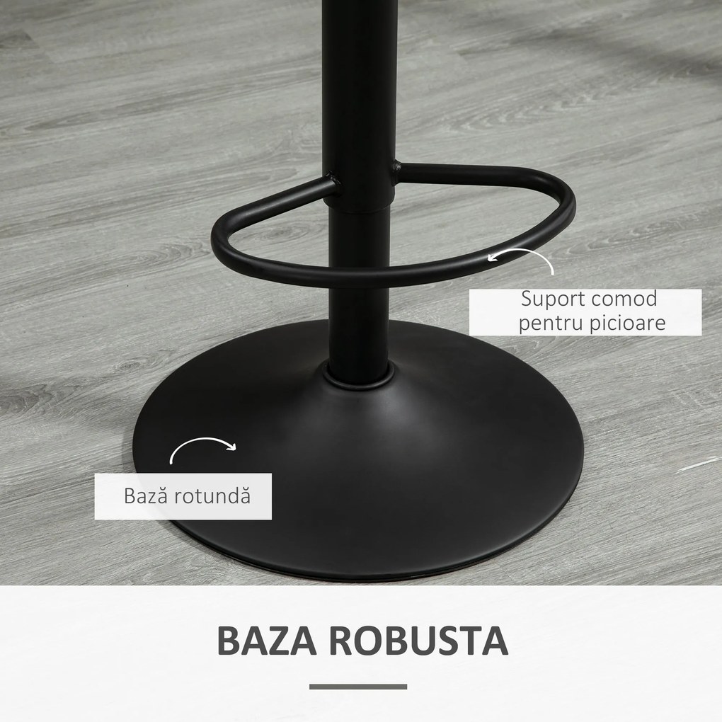 Homcom Set 2 Scaune de Bar – Pivotante, Maro, Reglabile 78–100 cm | Aosom Romania