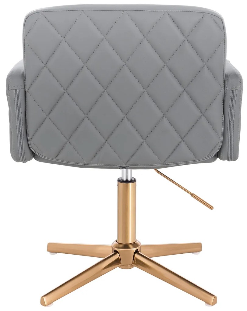 HR802CROSS Scaun Gri din Piele Ecologica cu Bază Aurie