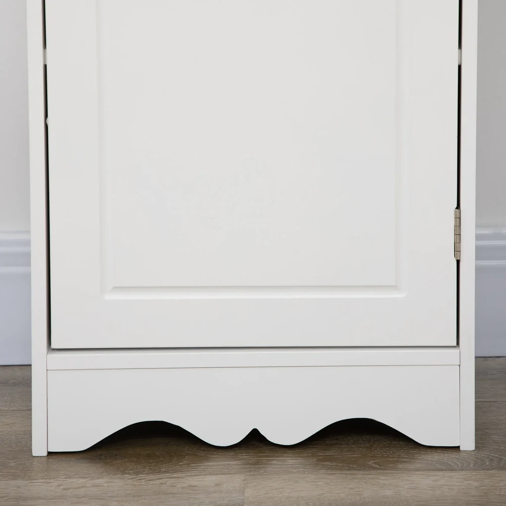 Mobila Coloana HOMCOM pentru Baie, Lemn cu Decor Sculptura Floare Alba 40x23x160cm | Aosom Romania