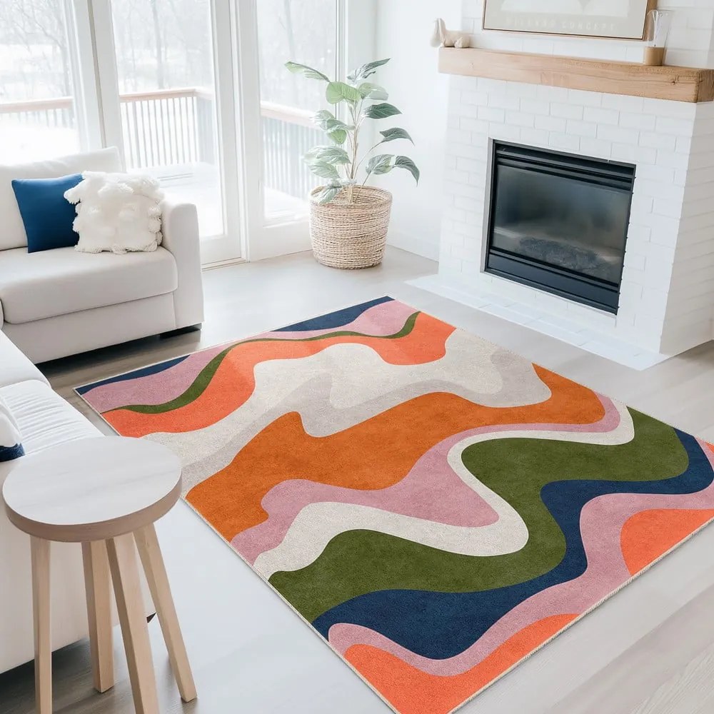 Covor tip traversă portocaliu lavabil 80x200 cm Squiggly Orange – Mila Home