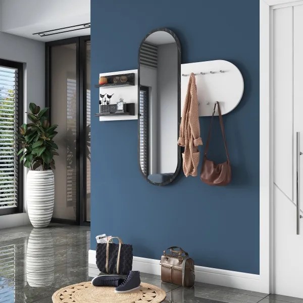 Oglindă de perete RANI 125x120 cm alb/negru