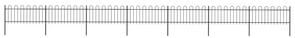 Gard de gradina cu varf curbat, negru, 11,9 x 0,8 m, otel 1, 0.8 m, 11.9 m