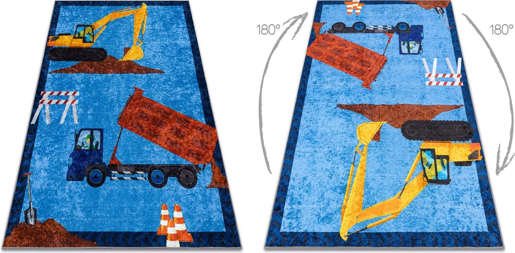 JUNIOR 51827.803 covor lavabil Camion, excavator pentru copii anti-alunecare - albastru - SECUNDAR-COTATI PRODUSUL