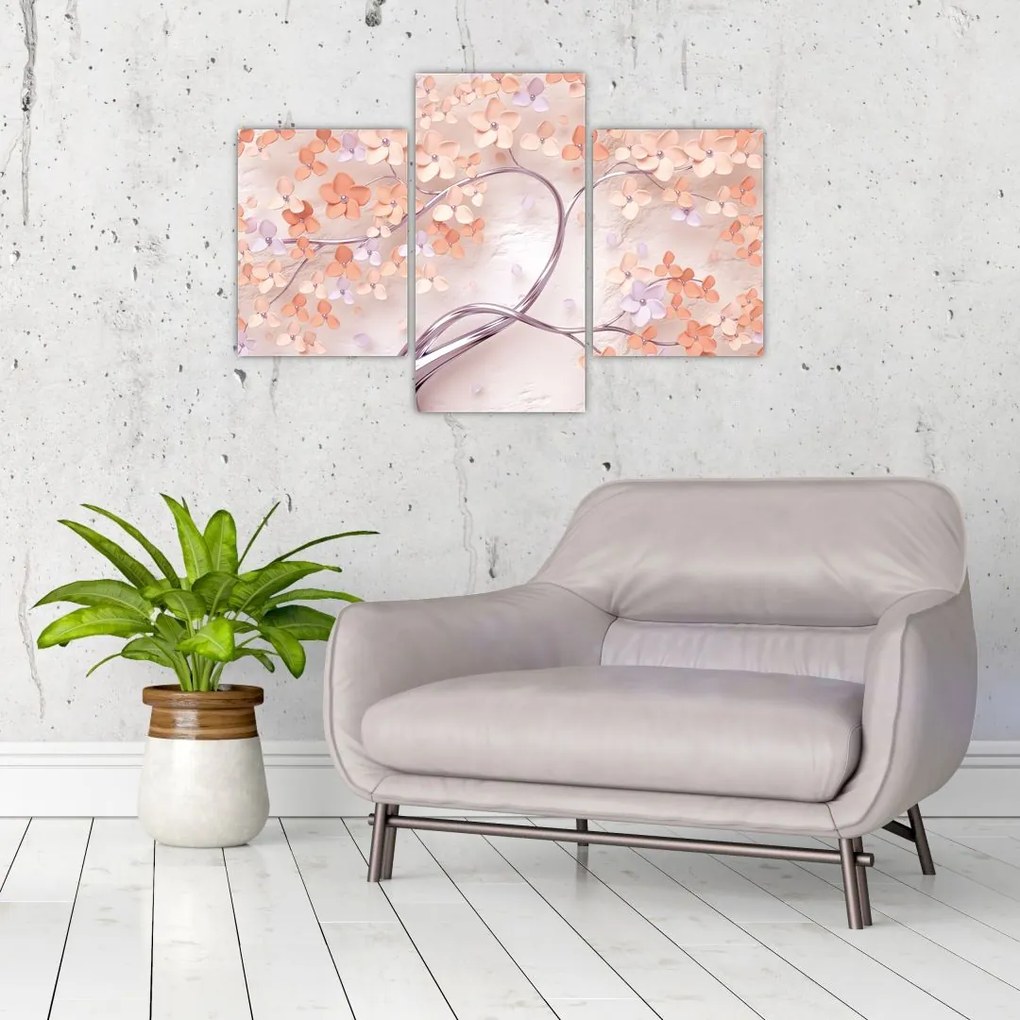 Tablou florilor de pom din coral - abstract (90x60 cm)