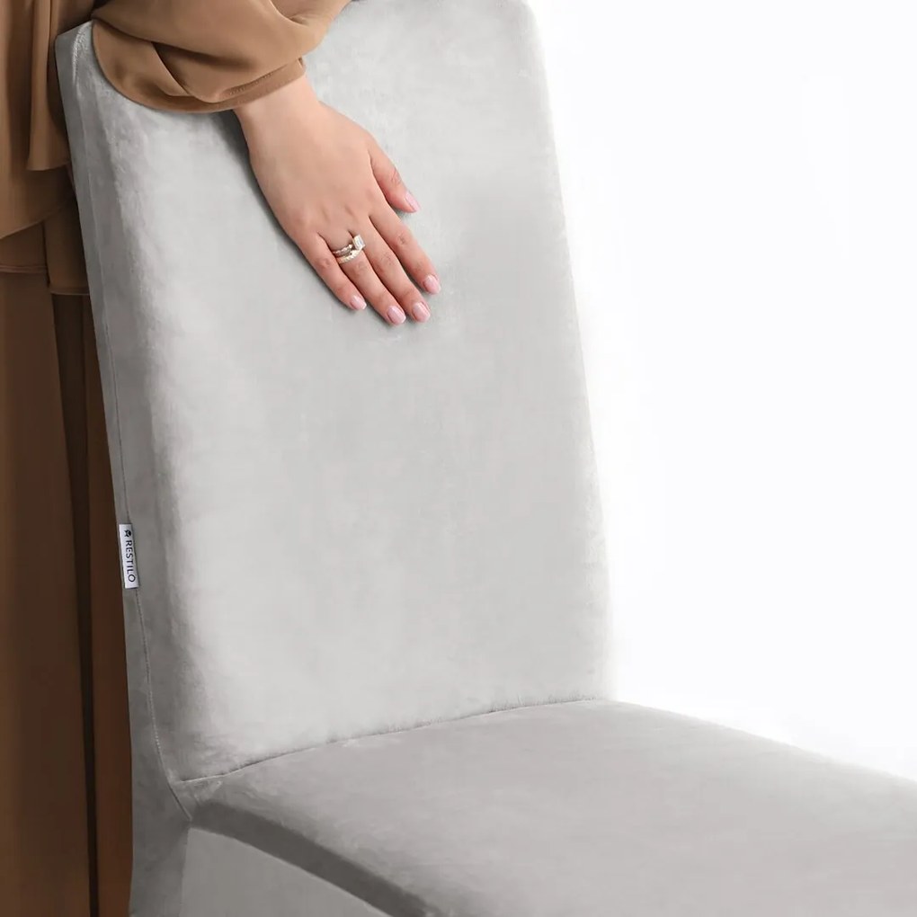 Restilo Husă pentru scaun Sento argintiu, 48 x 48x 58 + 10 cm, set de 4 bucăți