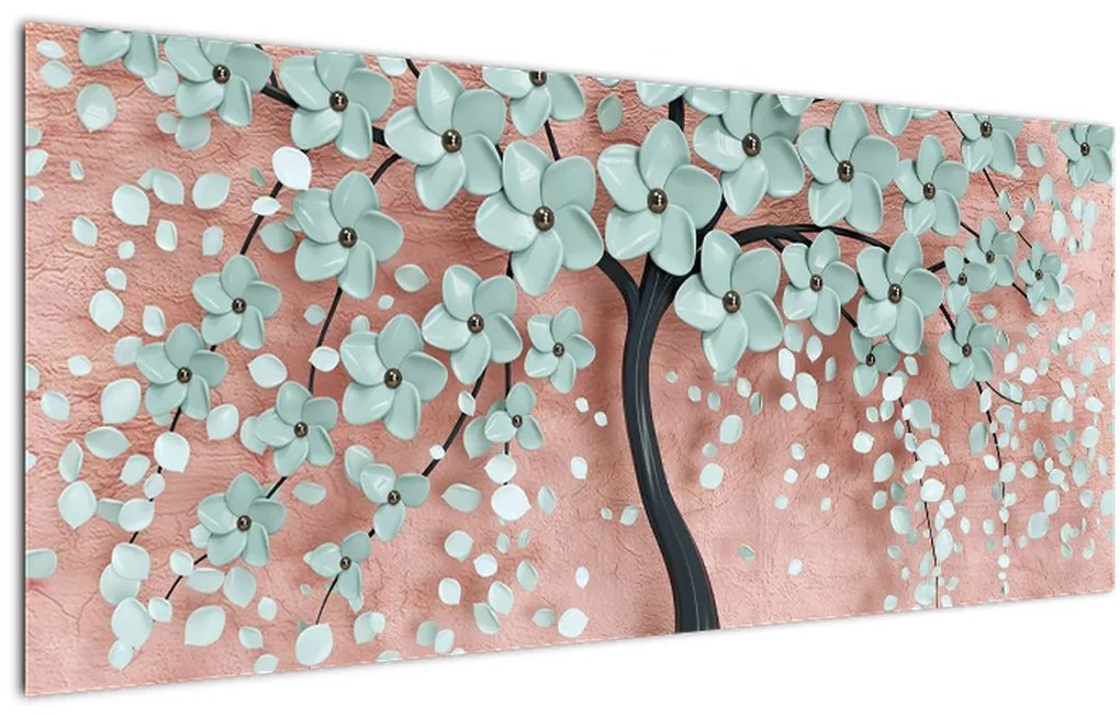 Tablou - Flori albastre în pastel (120x50 cm)