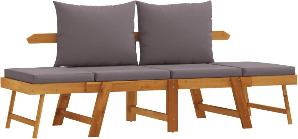 vidaXL Bancă de grădină cu perne 2 în 1, lemn masiv de acacia