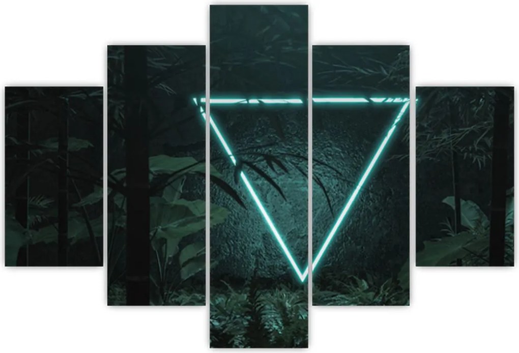 Tablou - Triunghi de neon în junglă (150x105 cm)