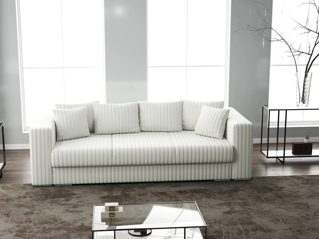 Canapea extensibilă dumonde cu ladă de depozitare si sezut confortabil din spuma high-density, Gloria Ambience Ivory 240x100 cm