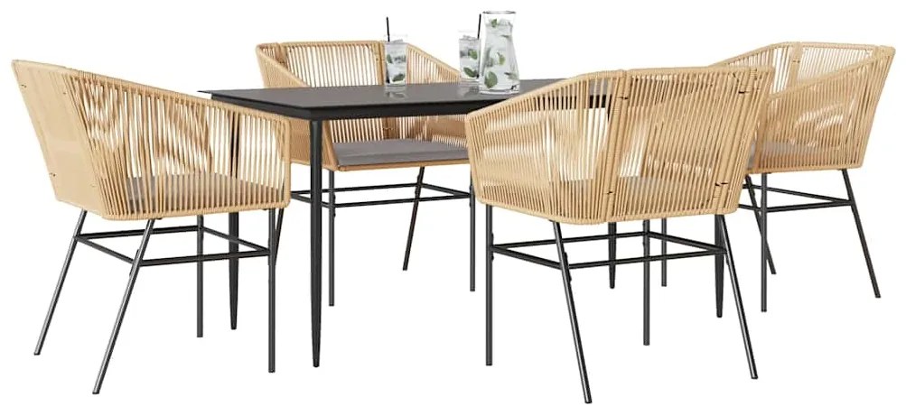 vidaXL Set mobilier de grădină cu perne 5 piese maro sticlă polirattan