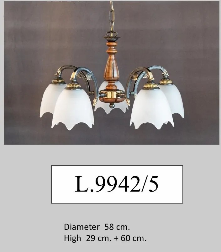 Lustra rustica suspendata cu 5 brate design italian 9942