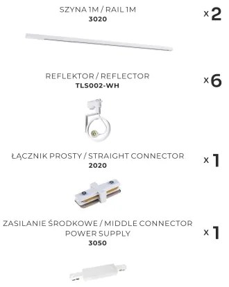 Spot în sistem de șină Zuma Line 3054 MASTER 6xGU10/10W/230V alb