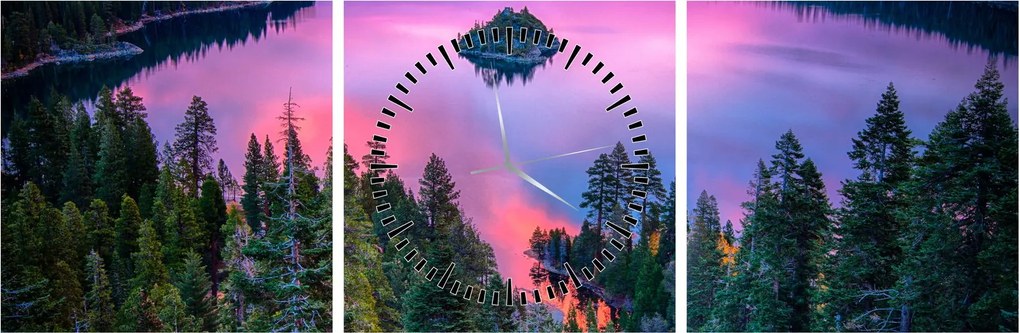 Tablou - Lacul Tahoe, Sierra Nevada, California, SUA (cu ceas) (90x30 cm)
