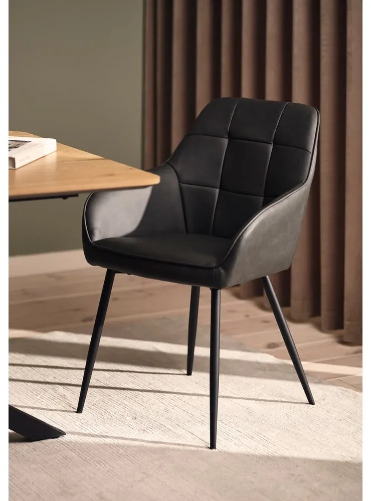 Set de scaune de sufragerie gri închis cu cotiere 2 buc. tapițat Nolan Square – Unique Furniture