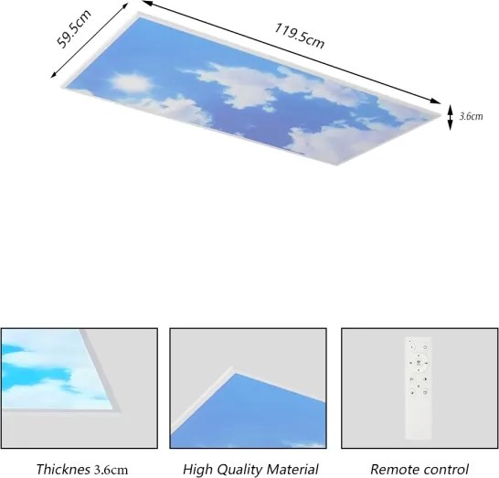 Brilagi -LED Plafonieră LED reglabilă SLIMFRAME SKY LED/80W/230V 120x60 cm argintiu/albastru+telecomandă