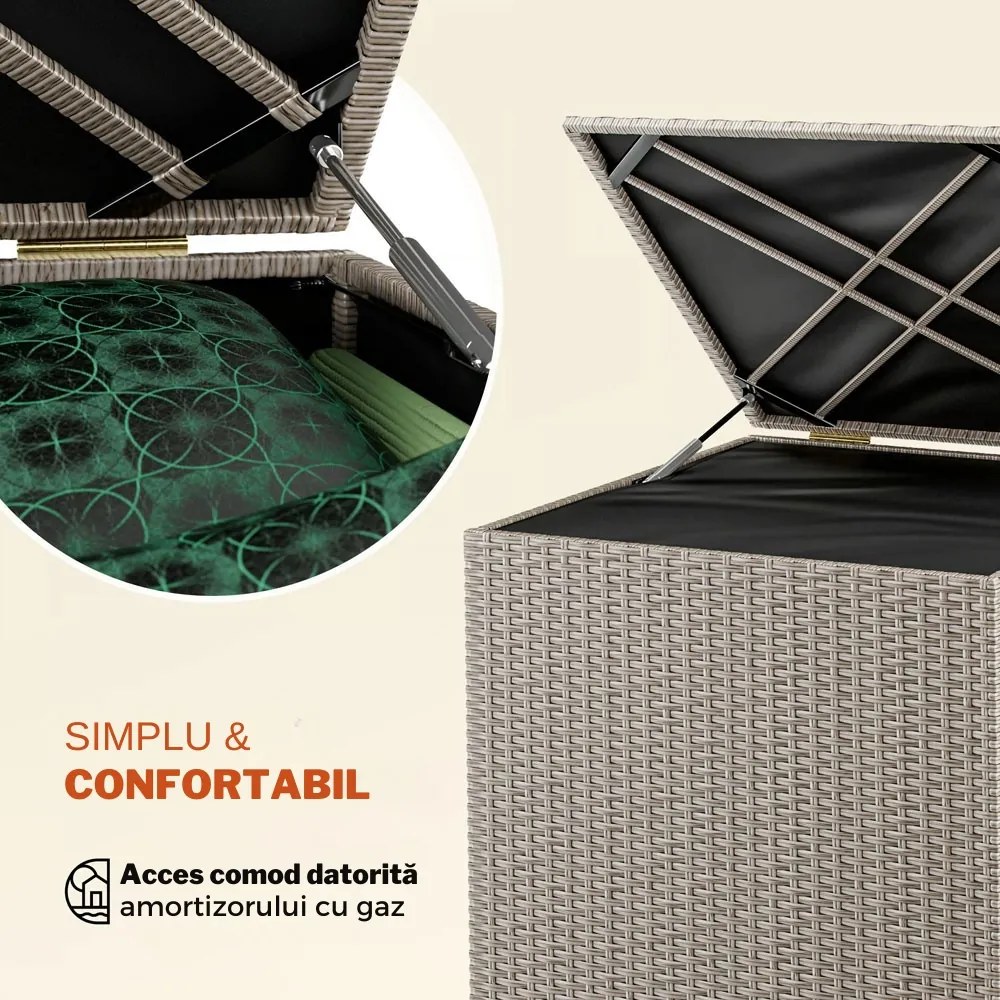 Ladă de depozitare din poliratan RICCO, 318L, 75x75x70 cm, crem Casaria
