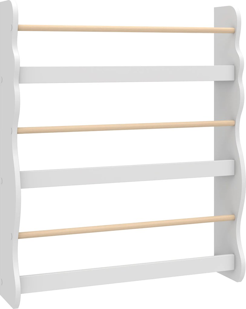 AIYAPLAY Bibliotecă Montessori pentru Copii 3-8 Ani, 3 Rafturi, 60x15x73 cm, pentru Cameră, Alb | Aosom Romania