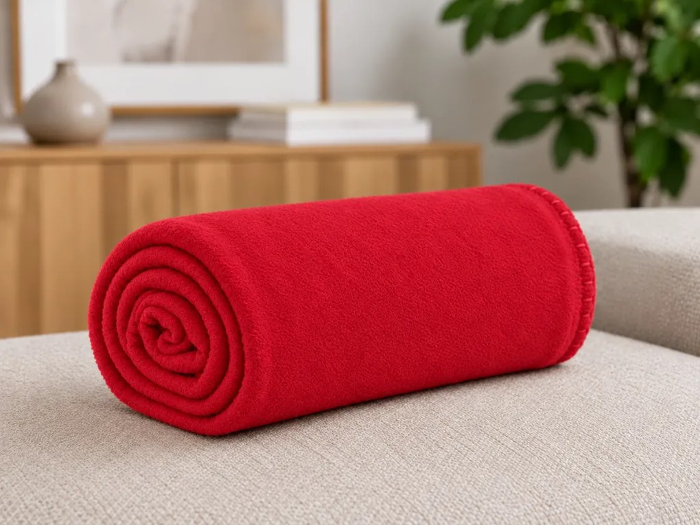 Patura fleece FLEORA, rosie Dimensiune: 180 x 200 cm