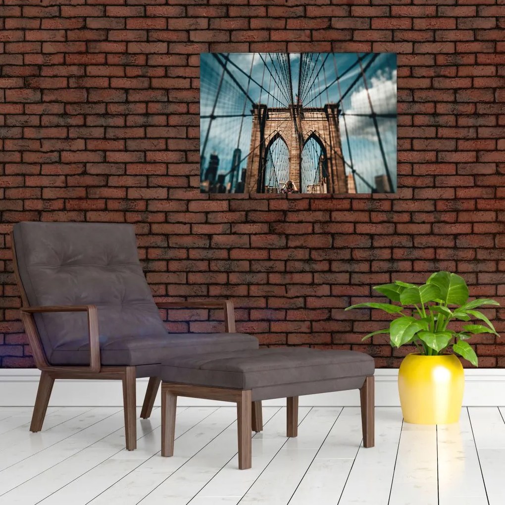 Tablou pe sticlă - Podul din Brooklin (70x50 cm)