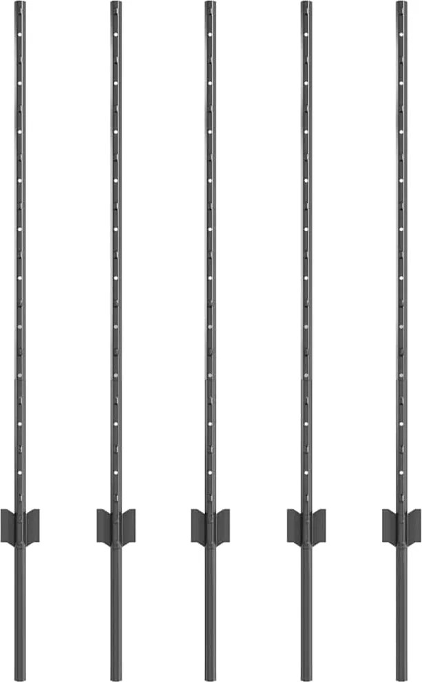 vidaXL Stâlp de gard. 5 pcs Gri 100 cm Oțel