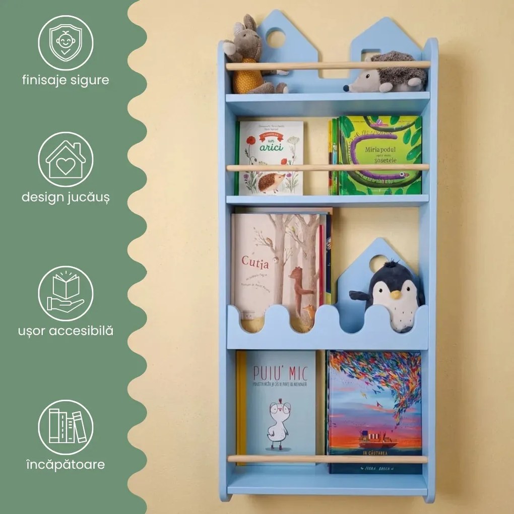 Bibliotecă de perete pentru copii NESTA Verde