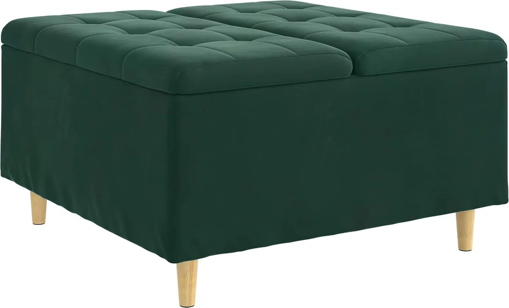 vidaXL Ottomană de depozitare Verde închis 80 x 80 x 45 cm Catifea
