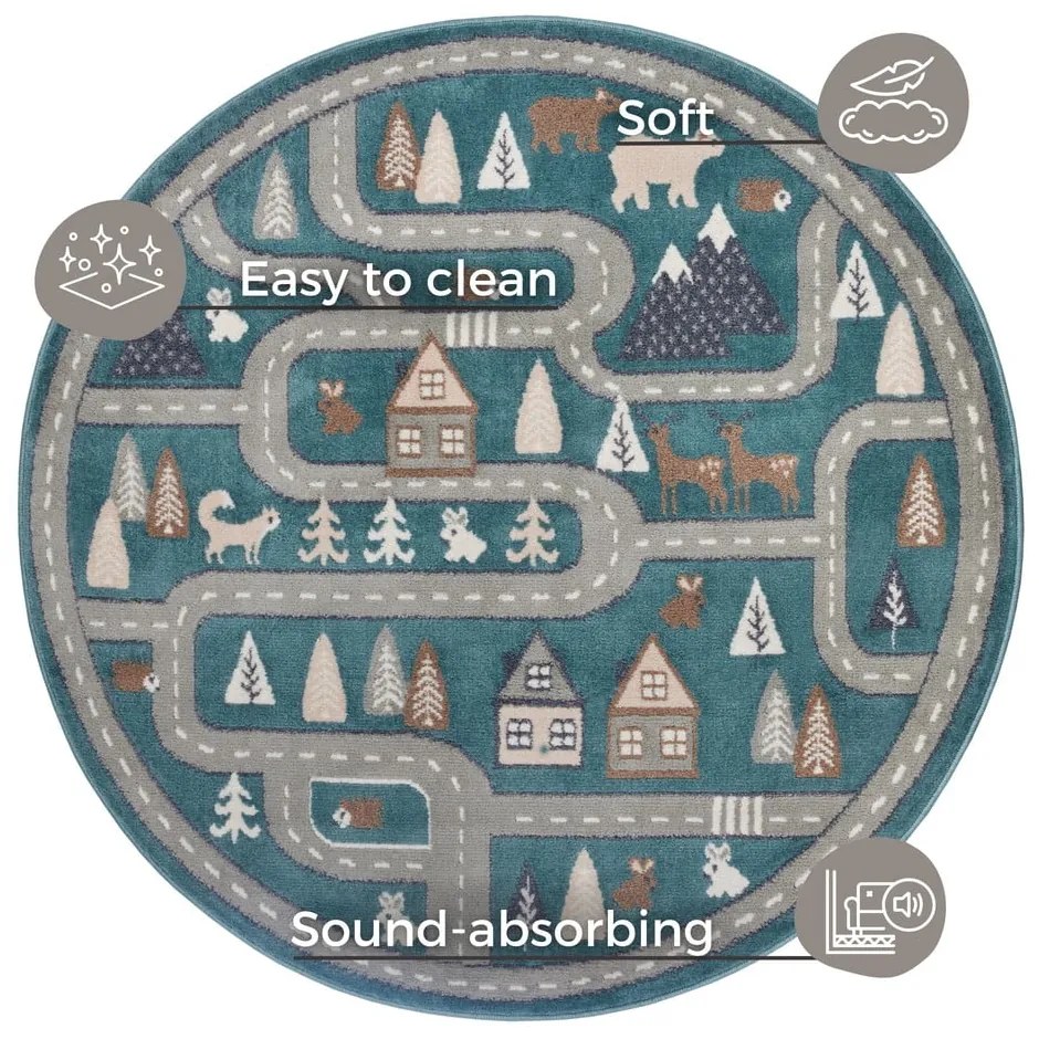 Covor pentru copii albastru petrol ø 100 cm Streets – Hanse Home