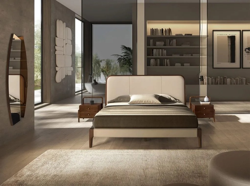 Pat dublu tapitat design LUX Cream 180x200cm