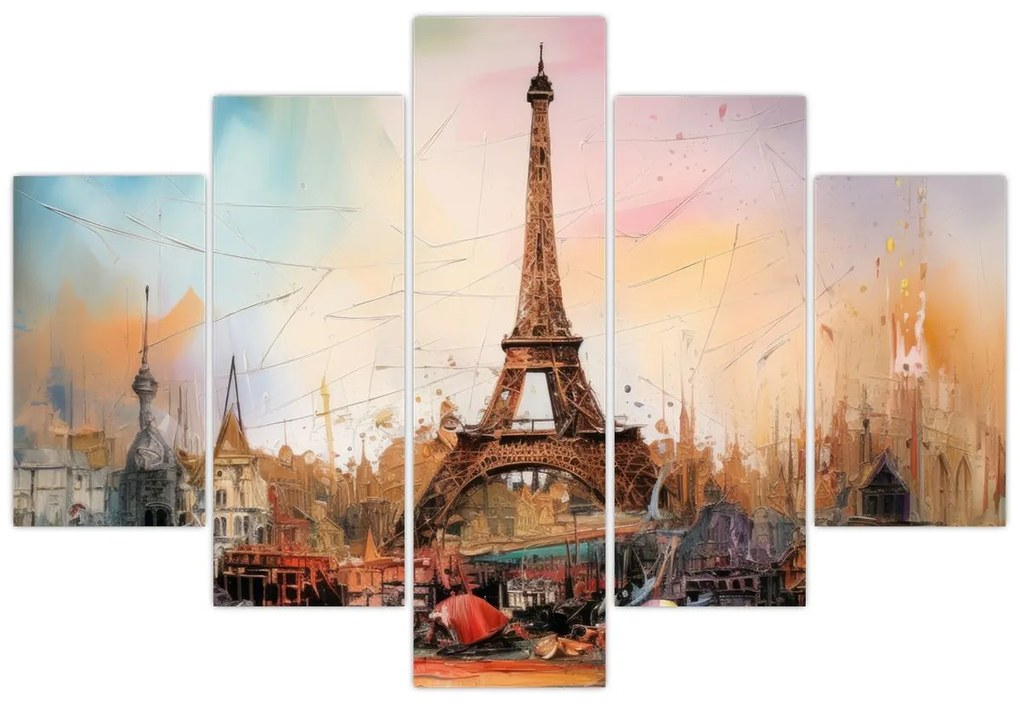 Tablou - Pictură a Turnului Eiffel (150x105 cm)