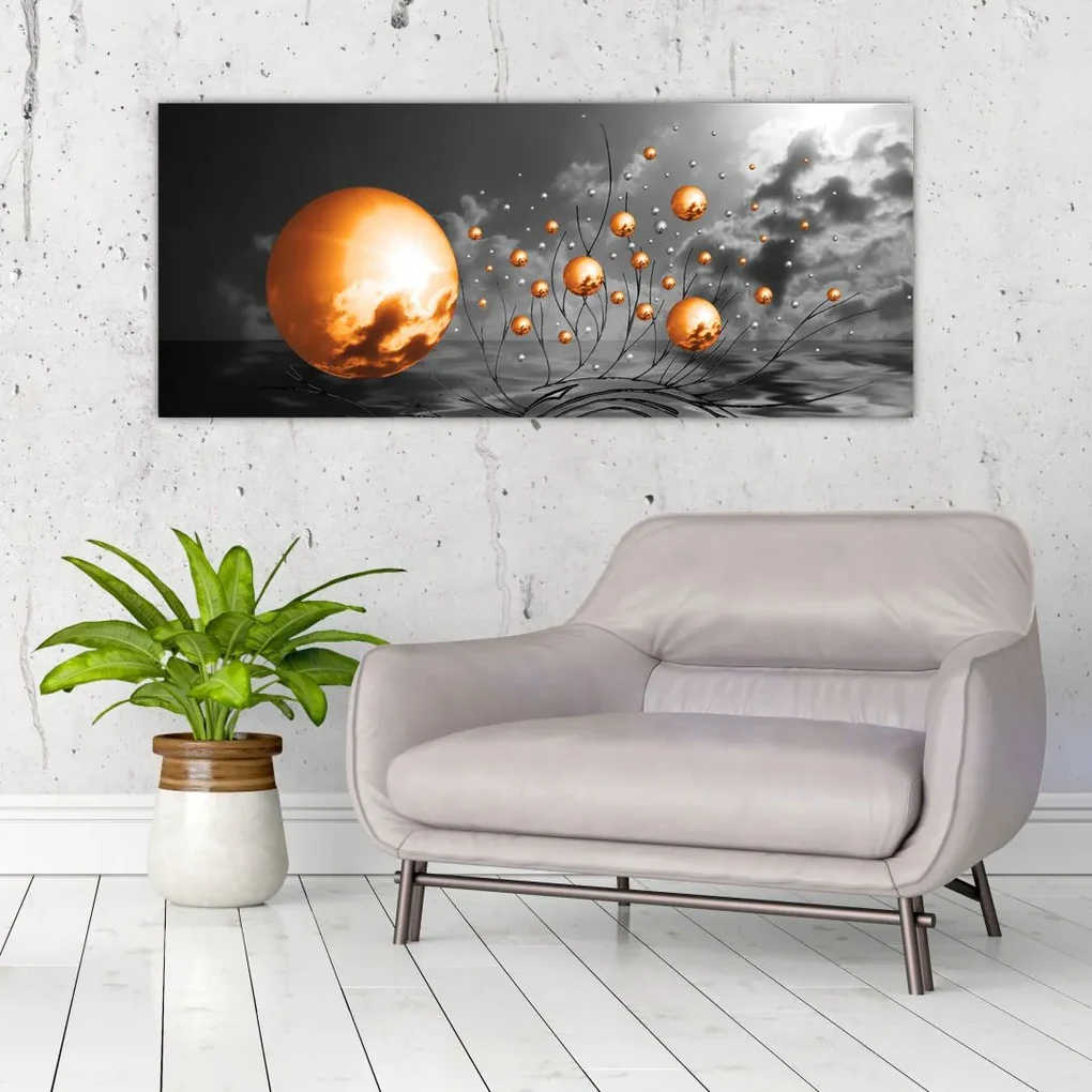 Tablou  bilelor portocalii abstarcte (120x50 cm), în 40 de alte dimensiuni noi
