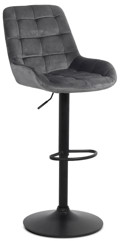 Scaun de bar reglabil din catifea ABS 145 gri