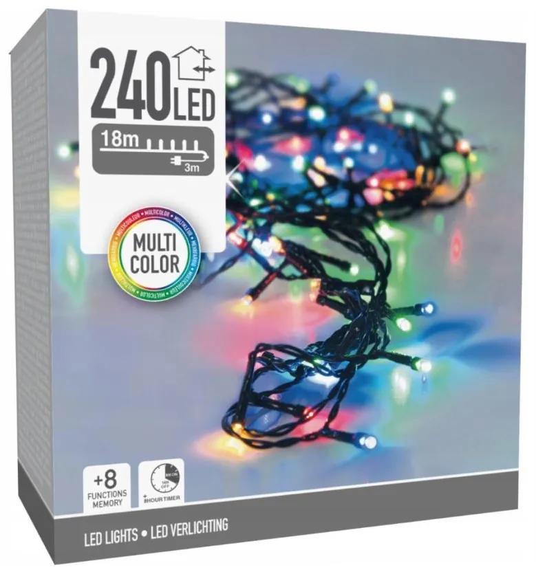 Lanț luminos de Crăciun 18m 240LED multicolor cu temporizator