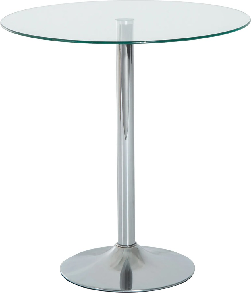 HOMCOM Masă rotundă cu blat din sticlă, cadru metalic, argintiu | Aosom Romania