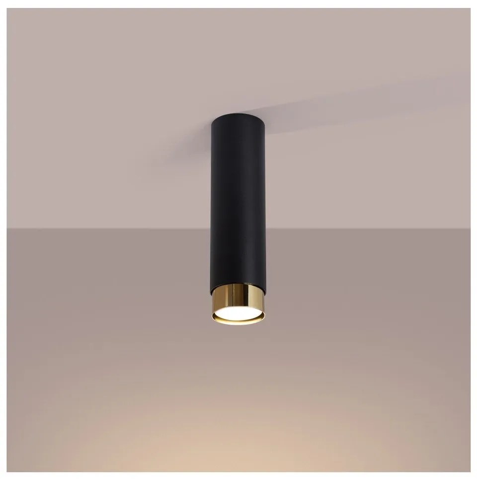 Plafonieră neagră/aurie Crown – Sollux