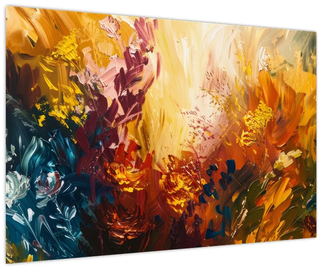 Tablou - pictură abstractă de flori (90x60 cm)