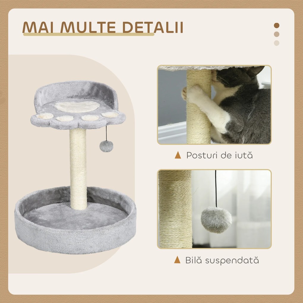 PawHut Copac de Zgariat pentru Pisici de 5kg, 41x41x44 cm, Gri | Aosom Romania