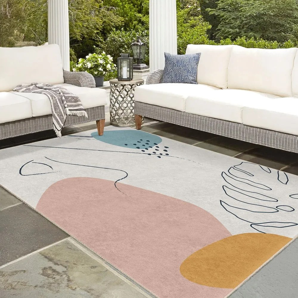 Covor crem lavabil 80x150 cm Abstract Shapes – Mila Home