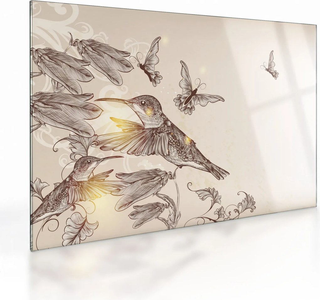Tablou pe sticlă - Colibri (70x50 cm)