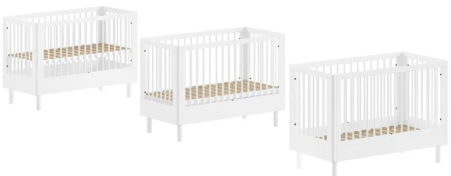 Pătuț alb din lemn de fag cu înălțime reglabilă 60x120 cm Forrest – Vipack