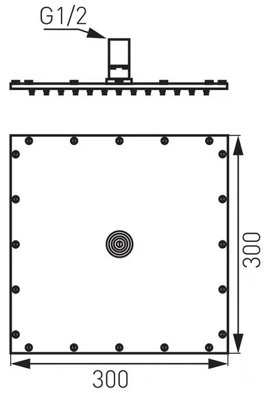 Palarie de dus patrata Ferro crom 300x300 mm