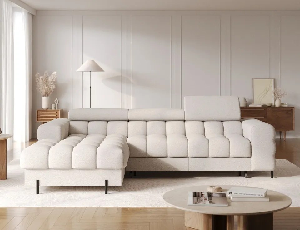 Coltar extensibil cu spatiu pentru depozitare, 285x181x93 cm, Felro L, Eltap (Culoare: Bej / Amore 01)