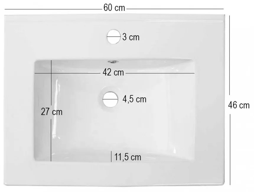 V950 - Lavoar cu design plat 18x60x46 cm