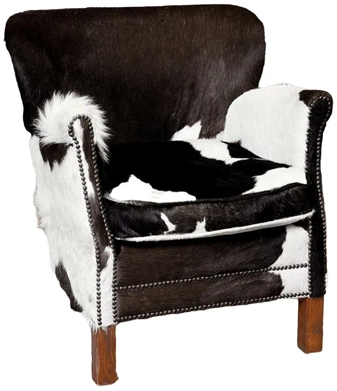 Fotoliu lucrat manual din piele de vaca, Cowhide Turner