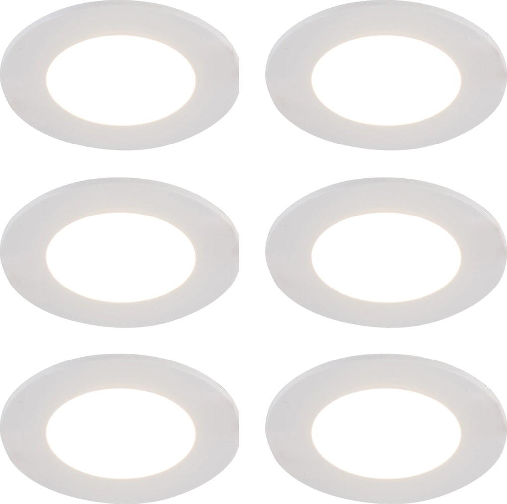 Set de 6 spoturi încastrate albe, inclusiv LED, cu 3 trepte de intensitate luminoasă, IP65 - Blanca