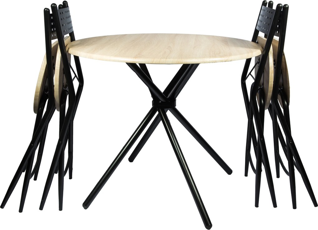 Set masa Kaliope cu 4 scaune, natur, 90x90x77 cm