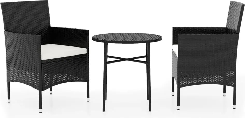 vidaXL Set mobilier de grădină, 3 piese, poliratan