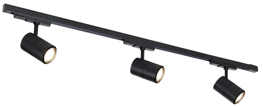 Sistem de șine negru cu LED reglabil 3 lumini trifazate dreapta - Ruler 38