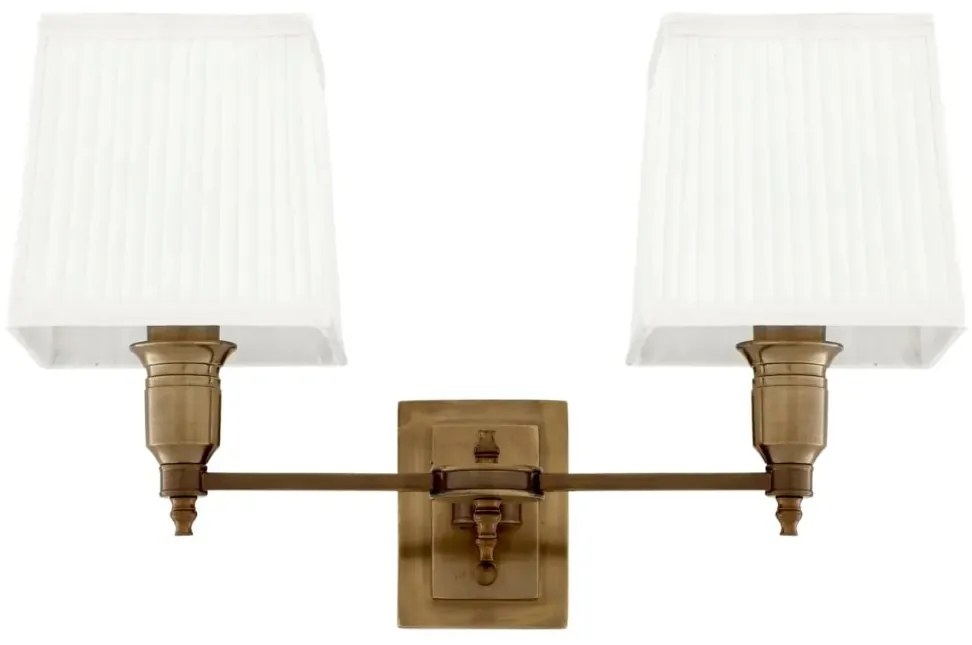 Aplica de perete moderna LUX dubla, finisaj brass cu abajur alb, Lexington Duble 108935 HZ
