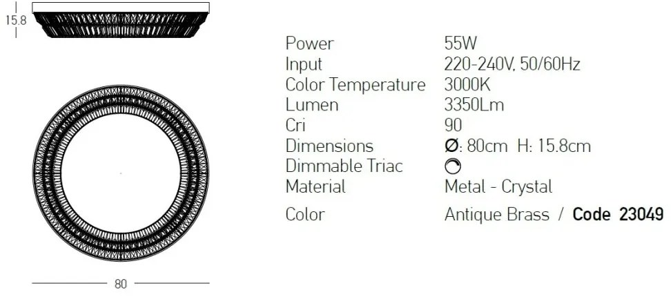 Lustra LED dimabila aplicata design elegant Luxury D-80cm
