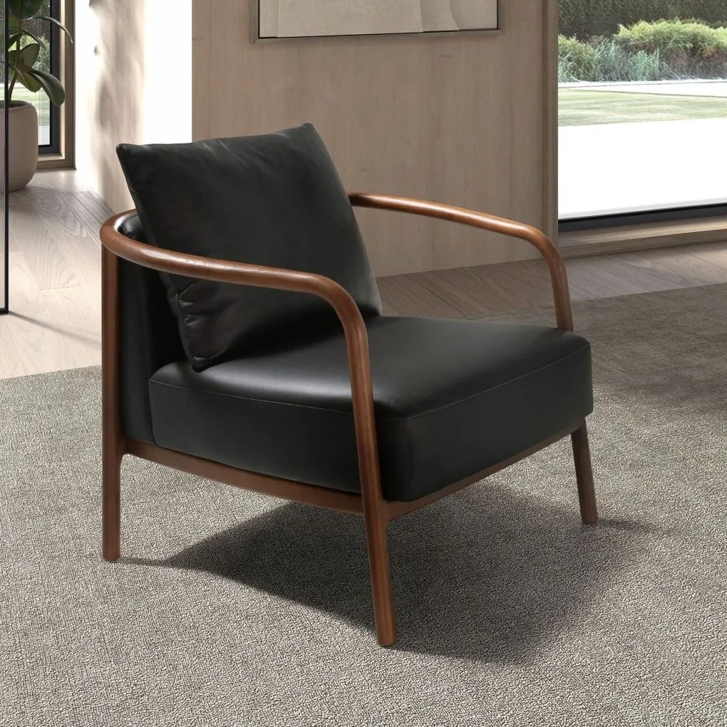 Fotoliu LUX design italian, Piele Naturala, Black